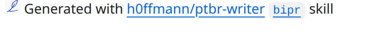 o rodapé no GitHub: o favicon do gramatico e Generated with piabrota/gramatico bipr skill